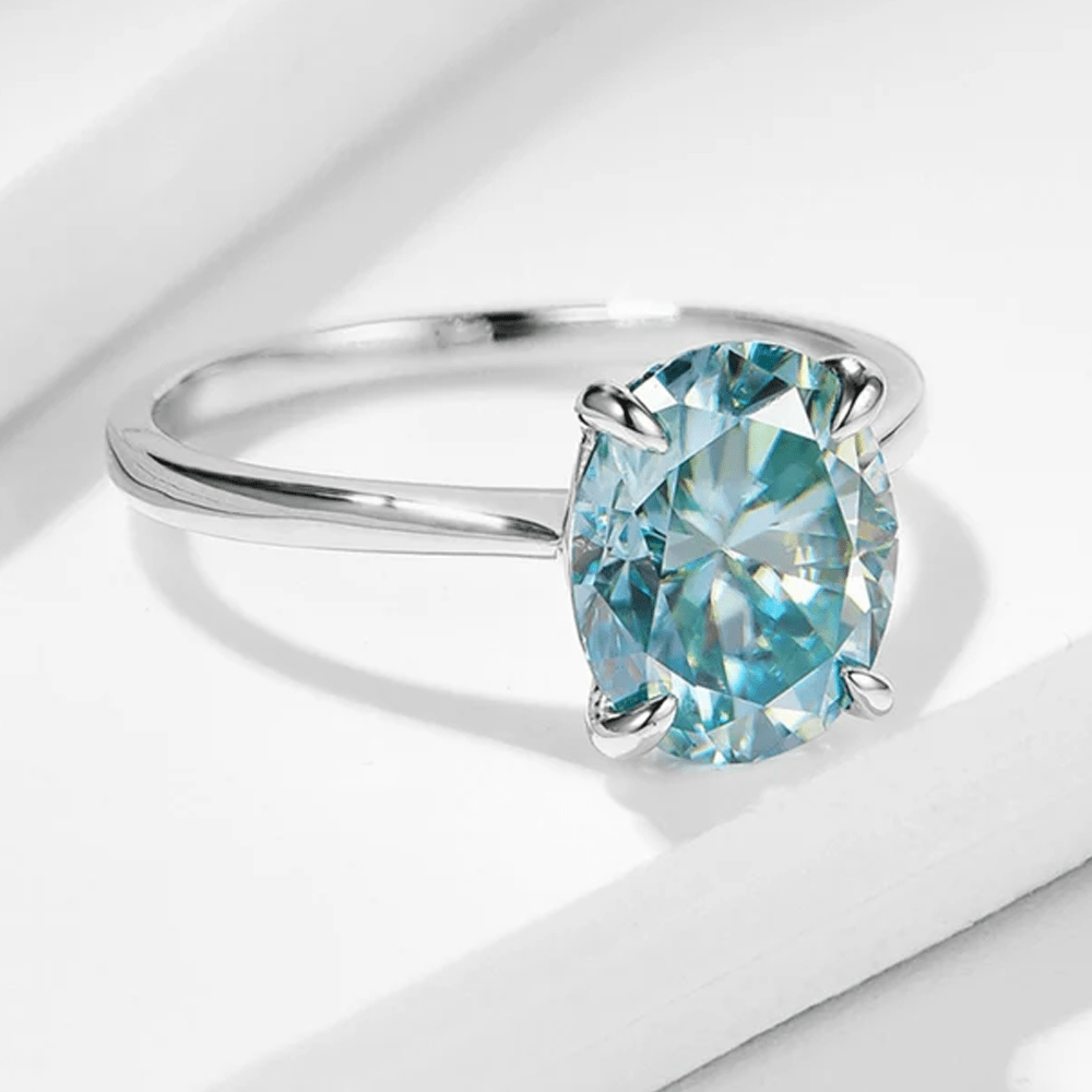Oval Cut Moissanite Solitaire Engagement Ring